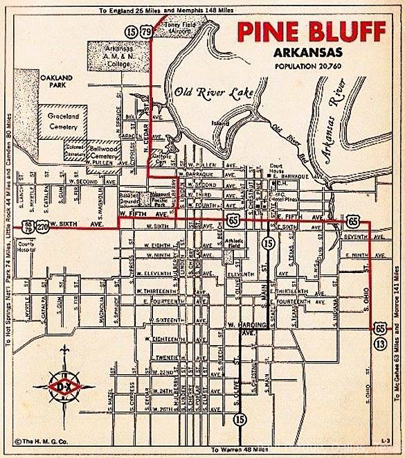 1930 Map of Pine Bluff